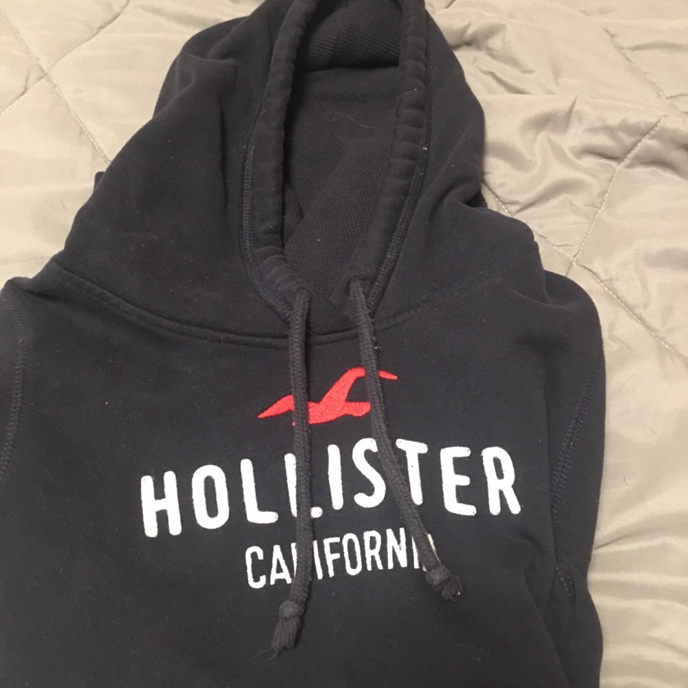 Hollister Black Hoodie with Red Logo